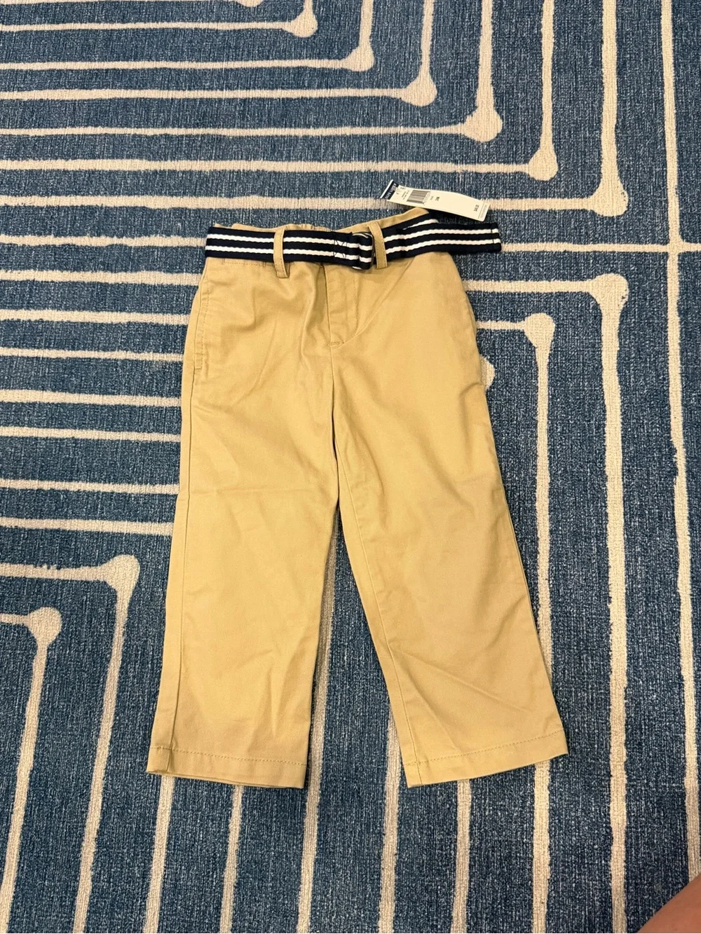 NWT Polo Ralph Lauren Boys Khaki Chino Pants Striped Belt